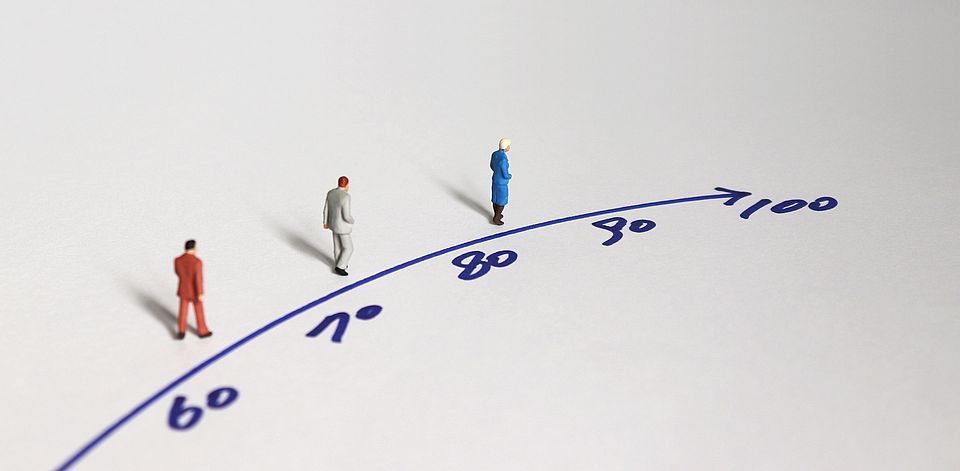 Figurines on the line with numbers